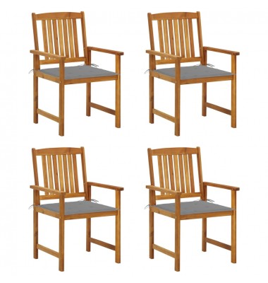  Sodo kėdės su pagalvėlėmis, 4vnt., akacijos medienos masyvas - Lauko kėdės - 1