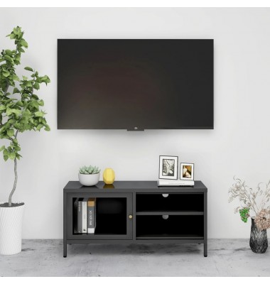  Televizoriaus spintelė, antracito, 90x30x44cm, plienas/stiklas - TV spintelės - 1