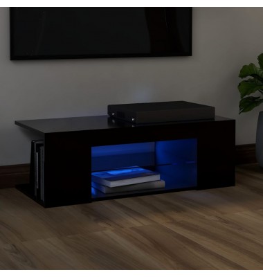  Televizoriaus spintelė su LED apšvietimu, juoda, 90x39x30cm - TV spintelės - 1