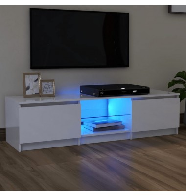  TV spintelė su LED apšvietimu, balta, 140x40x35,5cm, blizgi - TV spintelės - 1
