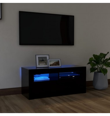  Televizoriaus spintelė su LED apšvietimu, juoda, 90x35x40cm - TV spintelės - 1