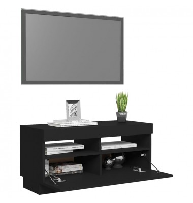  Televizoriaus spintelė su LED apšvietimu, juoda, 80x35x40cm - TV spintelės - 6