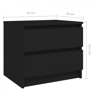 Naktinės spintelės, 2vnt., juodos spalvos, 50x39x43,5cm, MDP  - Naktinės spintelės - 7