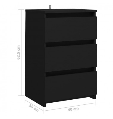  Naktinės spintelės, 2vnt., juodos spalvos, 40x35x62,5cm, MDP - Naktinės spintelės - 8
