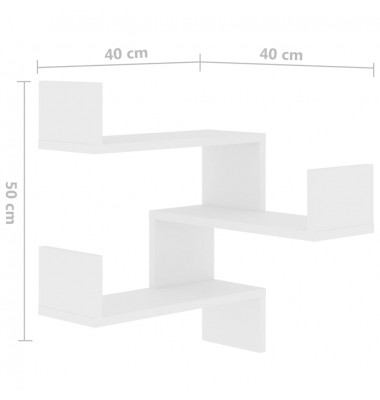 Sieninės kampinės lentynos, 2vnt., baltos, 40x40x50cm, MDP - Pakabinamos lentynos, spintelės - 9