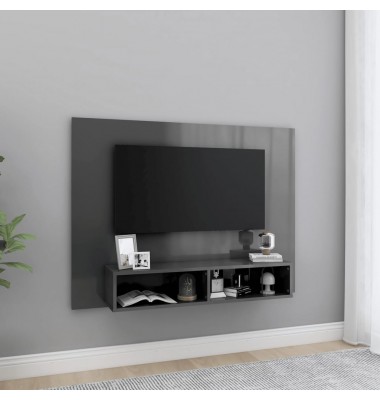  Sieninė TV spintelė, pilka, 120x23,5x90cm, MDP, blizgi  - TV spintelės - 1