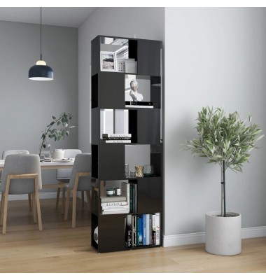  Spintelė knygoms/kambario pertvara, juoda, 60x24x186cm, blizgi - Pastatomos lentynos, spintelės - 1