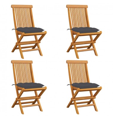  Sodo kėdės su antracito pagalvėlėmis, 4vnt., tikmedžio masyvas - Lauko kėdės - 1
