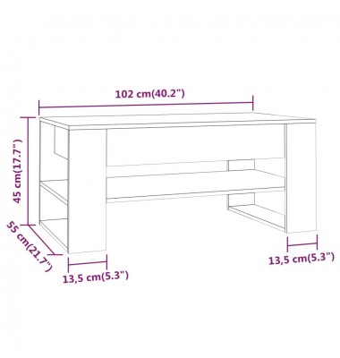  Kavos staliukas, baltas, 102x55x45cm, apdirbta mediena - Kavos staliukai - 7