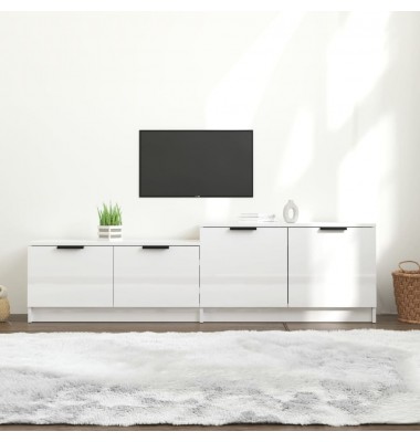  Televizoriaus spintelė, balta, 158,5x36x45cm, mediena, blizgi - TV spintelės - 1