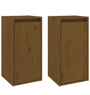  Sieninės spintelės, 2vnt., medaus rudos, 30x30x60cm, pušis - Pakabinamos lentynos, spintelės - 2