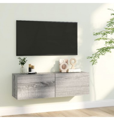  Sieninė televizoriaus spintelė, pilka, 100x30x30 cm, mediena - TV spintelės - 1