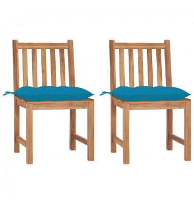  Sodo kėdės su pagalvėlėmis, 2vnt., tikmedžio medienos masyvas - Lauko kėdės - 1