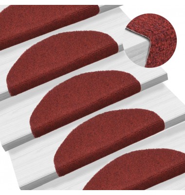  Lipnūs laiptų kilimėliai, 15 vnt., 65 x 21 x 4 cm, raudoni - Laiptų kilimėliai - 1