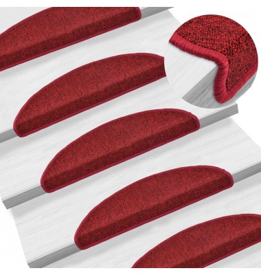  Kilimėliai laiptams, 15vnt., raudono vyno spalvos, 56x17x3cm - Laiptų kilimėliai - 1