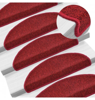  Kilimėliai laiptams, 15vnt., raudono vyno spalvos, 65x24x4cm - Laiptų kilimėliai - 1