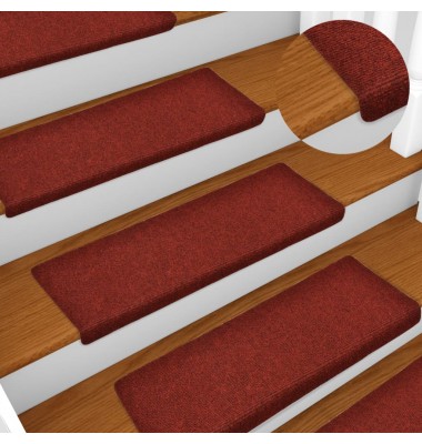  Laiptų kilimėliai, 15vnt., raudonos spalvos, 65x25cm - Laiptų kilimėliai - 1