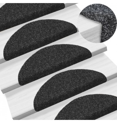  Lipnūs laiptų kilimėliai, 5vnt., juodos spalvos, 56x17x3cm - Laiptų kilimėliai - 1