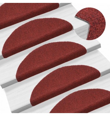  Lipnūs laiptų kilimėliai, 5vnt., raudonos spalvos, 56x17x3cm - Laiptų kilimėliai - 1