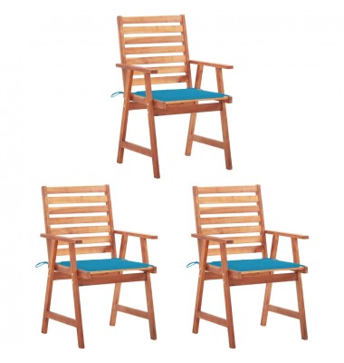  Lauko valgomojo kėdės su pagalvėlėmis, 3vnt., akacijos masyvas - Lauko kėdės - 1