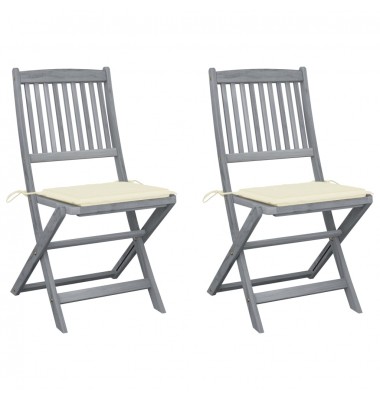  Sulankstomos lauko kėdės su pagalvėmis, 2vnt., akacijos masyvas - Lauko kėdės - 1