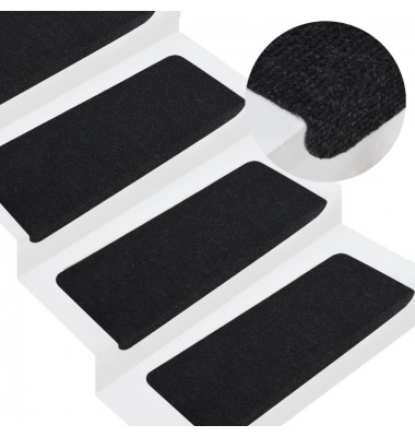  Lipnūs laiptų kilimėliai, 15vnt., juodos spalvos, 65x28cm - Laiptų kilimėliai - 1