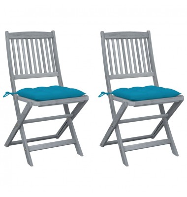  Sulankstomos lauko kėdės su pagalvėmis, 2vnt., akacijos masyvas - Lauko kėdės - 1