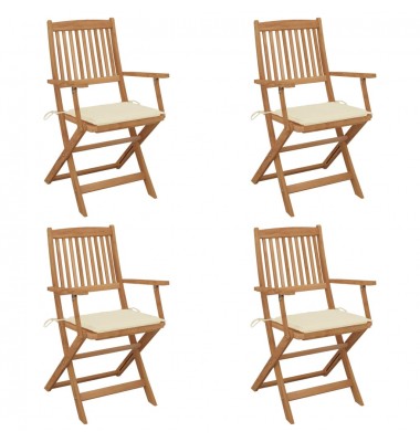  Sulankstomos sodo kėdės su pagalvėmis, 4vnt., akacijos masyvas - Lauko kėdės - 1