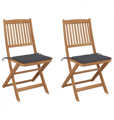  Sulankstomos sodo kėdės su pagalvėmis, 2vnt., akacijos masyvas - Lauko kėdės - 1
