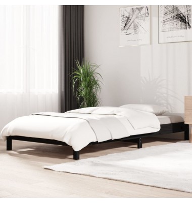  Sudedama lova, juoda, 90x190cm, pušies medienos masyvas - Lovos - 1
