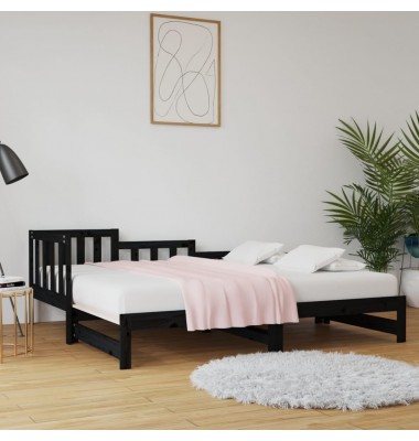  Ištraukiama lova, juoda, 2x(90x200)cm, pušies medienos masyvas - Lovos - 1