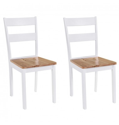  Valgomojo kėdės, 2vnt., baltos, kaučiukmedžio masyvas - Valgomojo Kėdės - 1