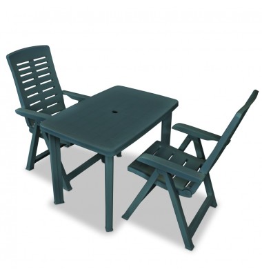  Bistro baldų komplektas, 3d., žalias, plastikas - Lauko baldų komplektai - 1