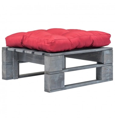  Sodo otomanė iš paletės su raudona pagalve, pilka, mediena - Moduliniai lauko baldai - 1