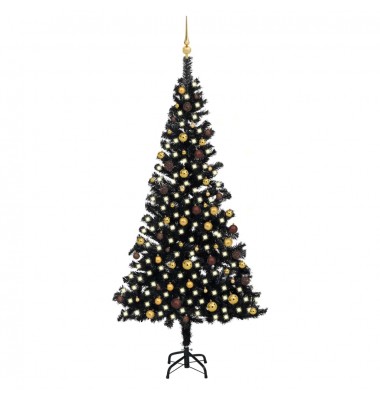  Dirbtinė Kalėdų eglutė su LED/žaisliukais, juoda, 240cm, PVC - Kalėdinės eglutės - 1