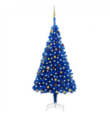  Dirbtinė Kalėdų eglutė su LED/žaisliukais, mėlyna, 210cm, PVC - Kalėdinės eglutės - 1