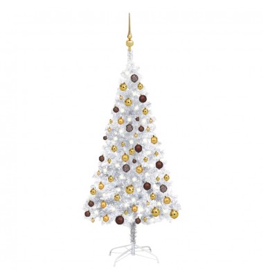  Kalėdų eglutė su LED/žaisliukais, sidabrinė, 150cm, PET - Kalėdinės eglutės - 1