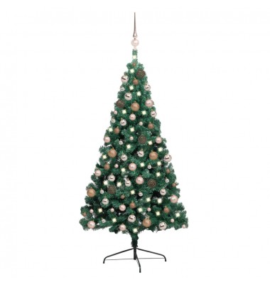  Dirbtinė pusinė Kalėdų eglutė su LED/žaisliukais, žalia, 240cm - Kalėdinės eglutės - 1