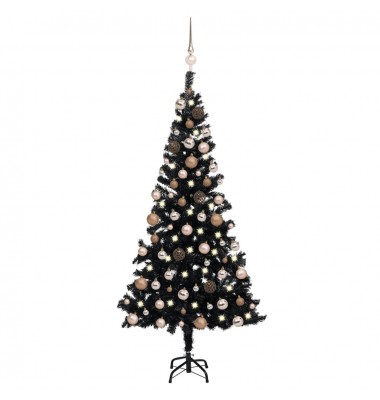  Dirbtinė Kalėdų eglutė su LED/žaisliukais, juoda, 120cm, PVC - Kalėdinės eglutės - 1