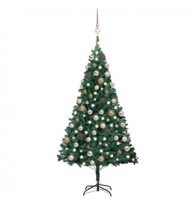  Dirbtinė Kalėdų eglutė su LED ir žaisliukais, žalia, 120cm, PVC - Kalėdinės eglutės - 1