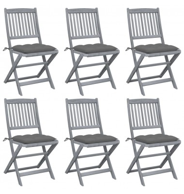  Sulankstomos lauko kėdės su pagalvėmis, 6vnt., akacijos masyvas - Lauko kėdės - 1