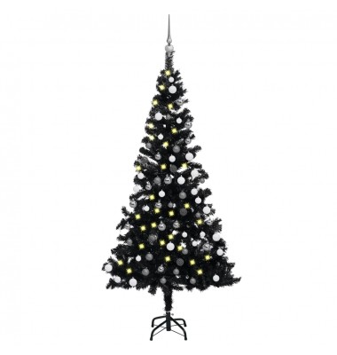  Dirbtinė Kalėdų eglutė su LED/žaisliukais, juoda, 120cm, PVC - Kalėdinės eglutės - 1