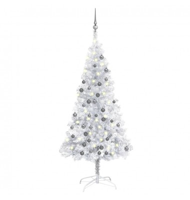  Kalėdų eglutė su LED/žaisliukais, sidabrinė, 150cm, PET  - Kalėdinės eglutės - 1