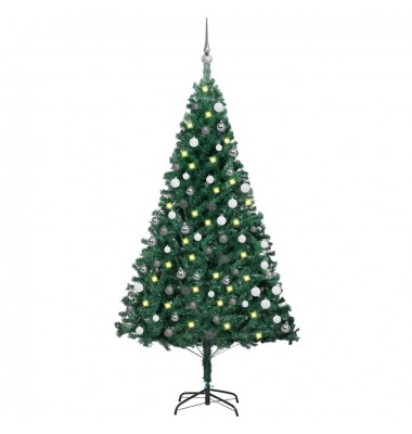  Dirbtinė Kalėdų eglutė su LED ir žaisliukais, žalia, 150cm, PVC  - Kalėdinės eglutės - 1