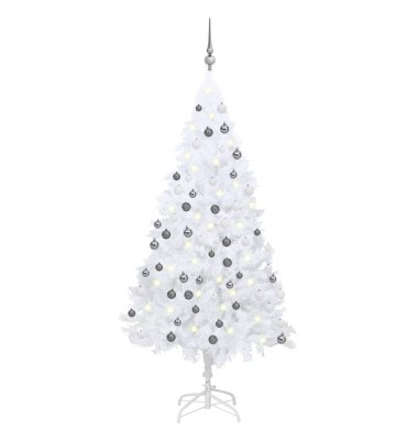  Dirbtinė Kalėdų eglutė su LED ir žaisliukais, balta, 150cm, PVC  - Kalėdinės eglutės - 1