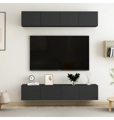 Televizoriaus spintelės, 4vnt., juodos, 80x30x30cm, MDP - TV spintelės - 1