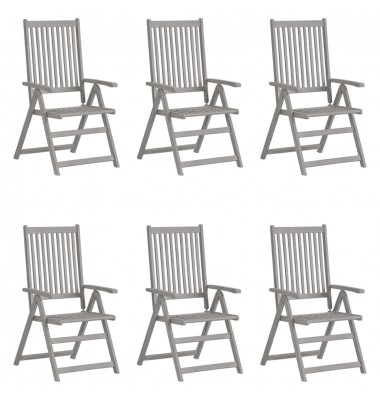  Atlošiamos sodo kėdės, 6vnt., pilkos spalvos, akacijos masyvas - Lauko kėdės - 1