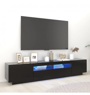  Televizoriaus spintelė su LED apšvietimu, juoda, 200x35x40cm - TV spintelės - 1