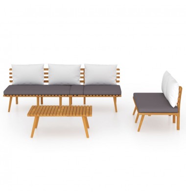  Sodo baldų komplektas su pagalvėmis, 3 dalių, akacijos masyvas - Lauko baldų komplektai - 3