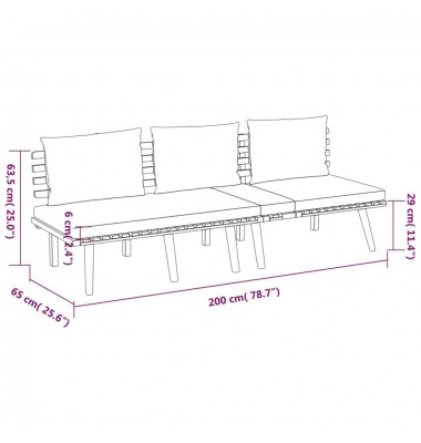  Sodo baldų komplektas su pagalvėmis, 3 dalių, akacijos masyvas - Lauko baldų komplektai - 7